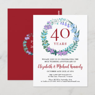 40e anniversaire Ruby Bluebells Invitation à la co