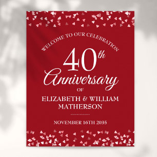 40e Anniversaire Ruby Love Hearts Affiche de bienv