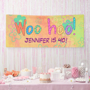 40e anniversaire WooHoo Nom Bannière personnalisée