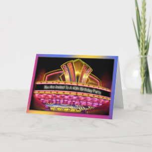 40E invitation fête anniversaire néon lumières mar