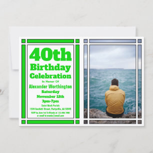 40e photo verte Invitation d'anniversaire