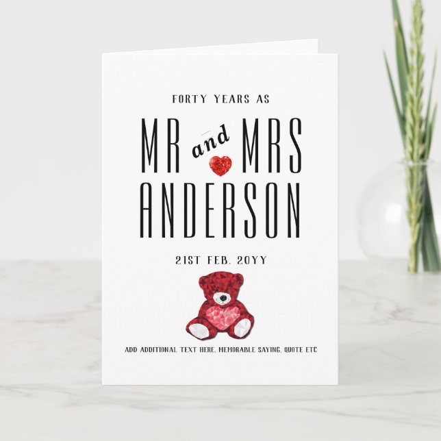 40e RUBY Carte d'anniversaire Mariage personnalisé (Devant)