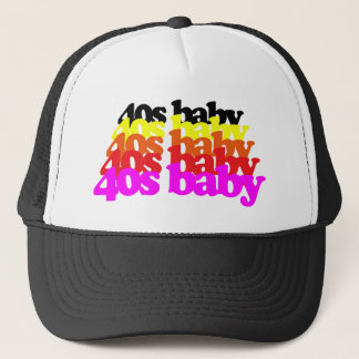 40s Baby Retro Colorful Typography 40th Birthday Trucker Hat
