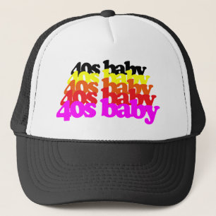 40s Baby Retro Colourful Typography 40th Birthday Trucker Hat