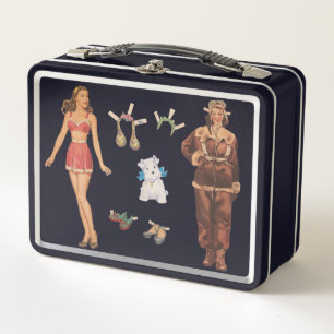 40s Fashion Paper Dolls Metal Lunch Box