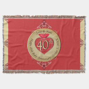 40th/15th Ruby Red  Throw Blanket
