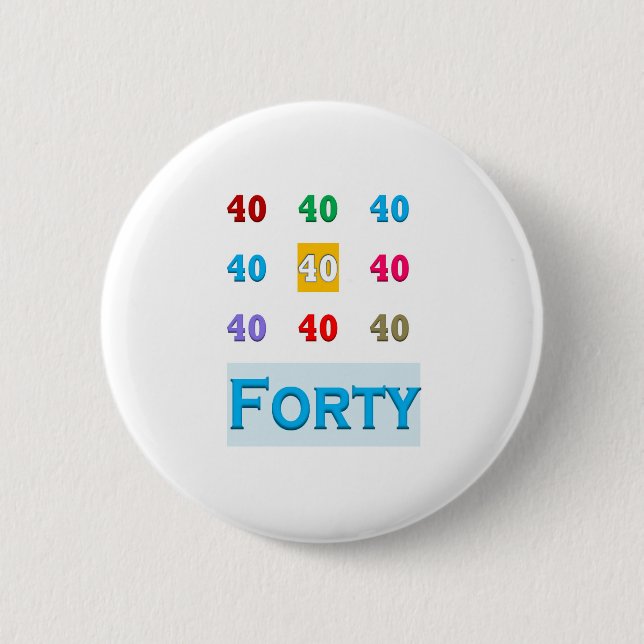 40th 40 Fortieth Anniversary Birthday ELEGANT gift 2 Inch Round Button (Front)