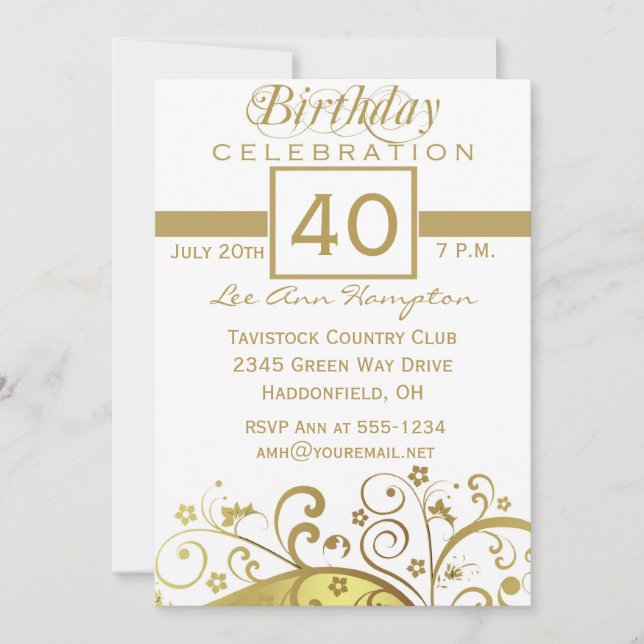 40th - 49th Birthday Party Invitations (Front)