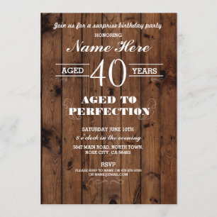 40TH 50th 60th ANY AGE BIRTHDAY PARTY WOOD INVITE