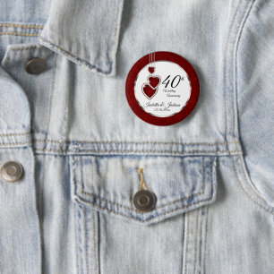 40th, 52nd or 80th Ruby Wedding Anniversary 2 Inch Round Button