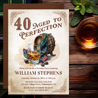 40th Aged to Perfection Scotch Birthday Party  Invitation