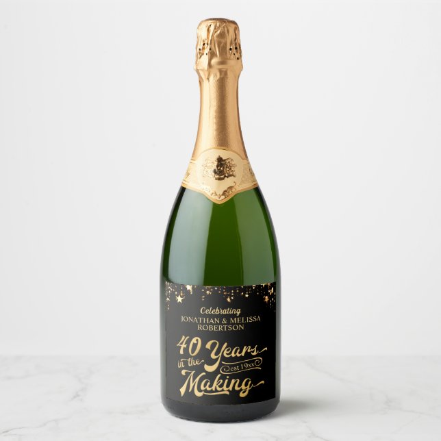 40th Anniversary 40 YEARS IN THE MAKING Black Gold Sparkling Wine Label (Front)