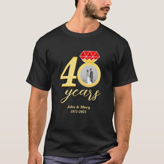 40th Anniversary 40 Years Wedding Photo T-Shirt (Front)
