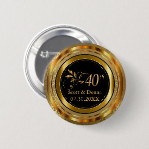 40th Anniversary in Gold 2 Inch Round Button