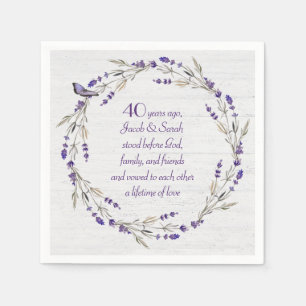 40th Anniversary Lavender Wreath Napkin