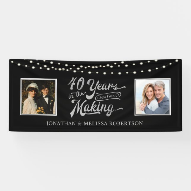 40th Anniversary Lights Then & Now Photos Black Banner (Horizontal)