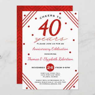 40th Anniversary Party Invitation, Ruby Invitation