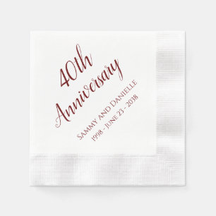 40th Anniversary Party Personalized Napkins