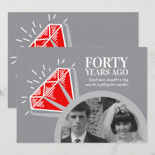 40th anniversary party red ruby ring photo graphic invitation