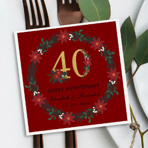 40th Anniversary Personalized Christmas Napkins
