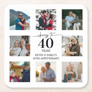 40th Anniversary Photo Square Paper Coaster