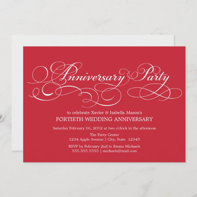 40th Anniversary | Red Invitation (Front/Back)