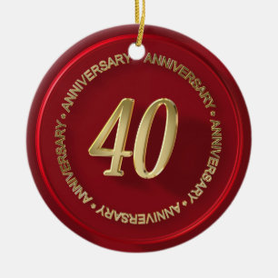 40th anniversary red wax seal ceramic ornament