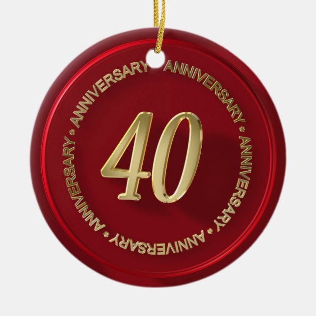 40th anniversary red wax seal ceramic ornament (Front)