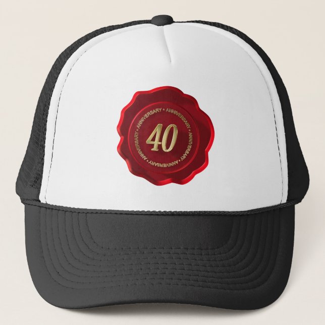 40th anniversary red wax seal trucker hat (Front)