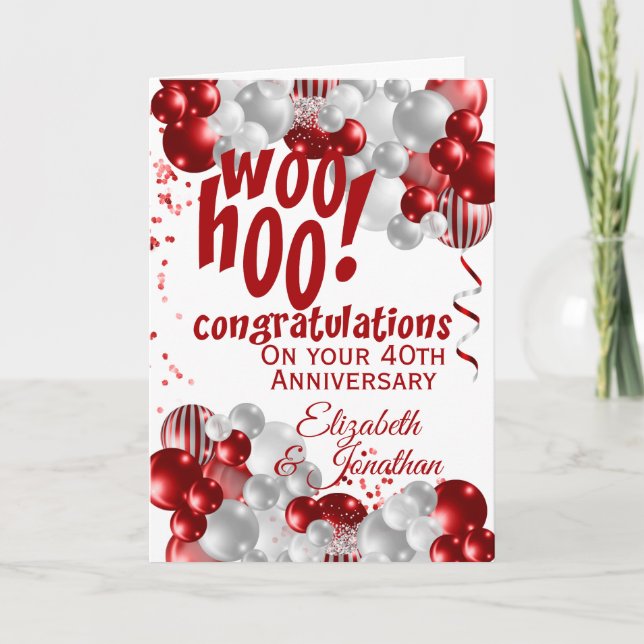 40th Anniversary Ruby Congratulations Card (Front)