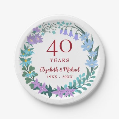 40th Anniversary Ruby Floral Bluebells Wreath