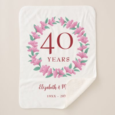40th Anniversary Ruby Floral Pink Flowers Wreath