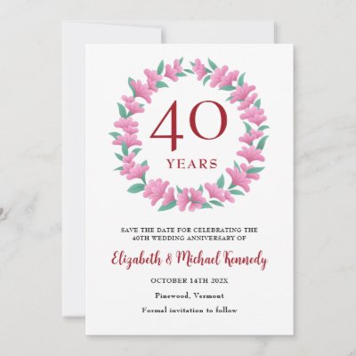 40th Anniversary Ruby Floral Wreath