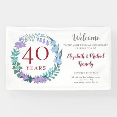 40th Anniversary Ruby Floral Wreath Wedding