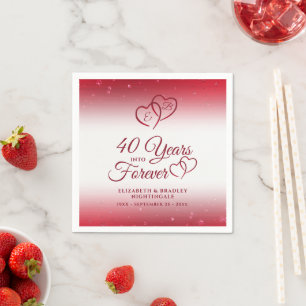 40th Anniversary Ruby Heart 40 YEARS INTO FOREVER Napkin