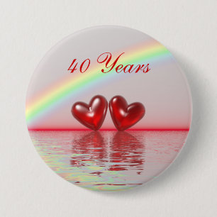 40th Anniversary Ruby Hearts 3 Inch Round Button