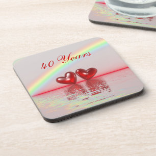 40th Anniversary Ruby Hearts Coaster