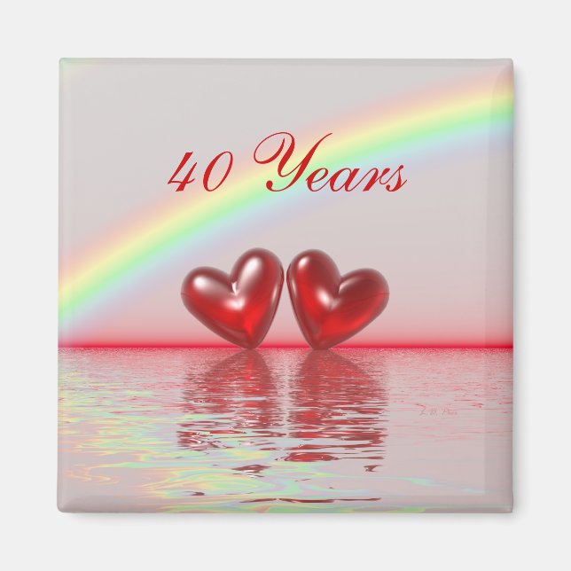 40th Anniversary Ruby Hearts Magnet (Front)