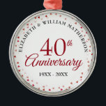 40th Anniversary Ruby Hearts Metal Ornament<br><div class="desc">Designed to coordinate with our 40th Anniversary Ruby Hearts collection. Featuring delicate ruby hearts. Personalise with your special forty years ruby anniversary information in chic lettering. Designed by Thisisnotme©</div>