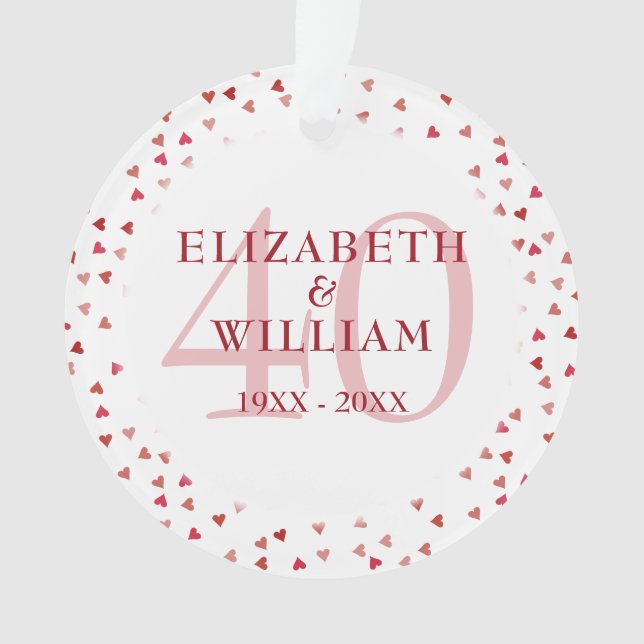 40th Anniversary Ruby Hearts Ornament (Front)