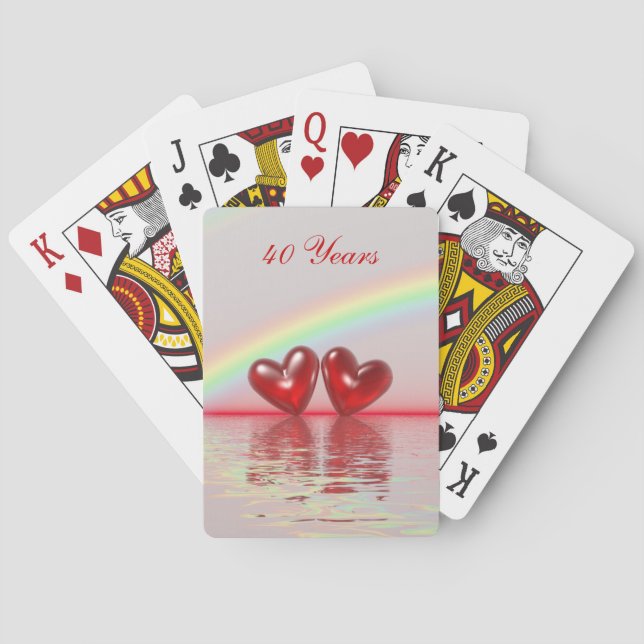 40th Anniversary Ruby Hearts Playing Cards (Back)