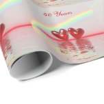 40th Anniversary Ruby Hearts Wrapping Paper<br><div class="desc">Wrapping paper with my artwork of ruby red hearts floating on the water under a rainbow. Customizable text says "40 Years".</div>