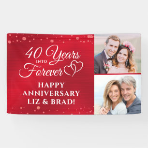 40th Anniversary Ruby Hearts YEARS INTO FOREVER Banner