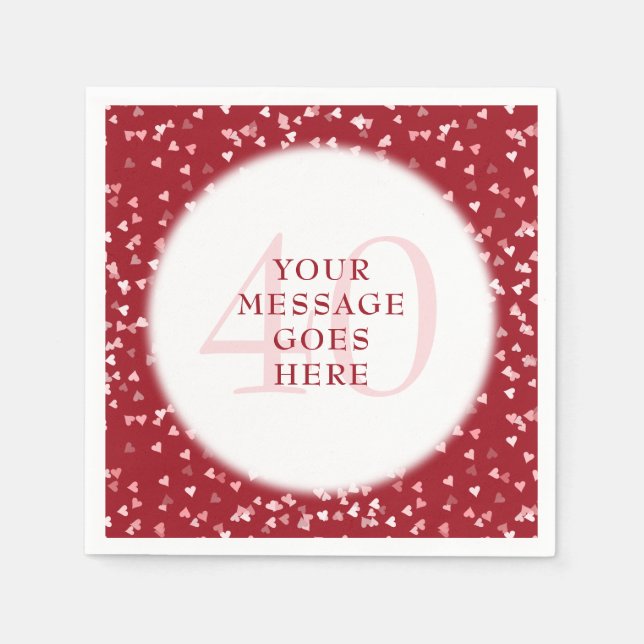 40th Anniversary Ruby Love Hearts Confetti Napkin (Front)