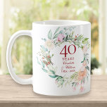 40th Anniversary Ruby Wedding Country Floral Coffee Mug<br><div class="desc">Featuring a delicate watercolor floral garland,  this chic botanical 40th wedding anniversary mug can be personalized with your special ruby anniversary information in elegant ruby text. Designed by Thisisnotme©</div>