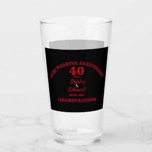 40th Anniversary Ruby Wedding Gift: Personalized Glass