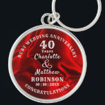 40th Anniversary Ruby Wedding Gift Personalized Keychain<br><div class="desc">Typography editable script text  with personal names wedding anniversary date,  in ruby red and white tones; an elegant and stylish keepsake gift in celebration of a fortieth ruby wedding anniversary.</div>