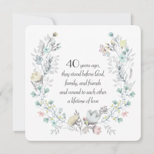 40th Anniversary Watercolor Wreath Invitation