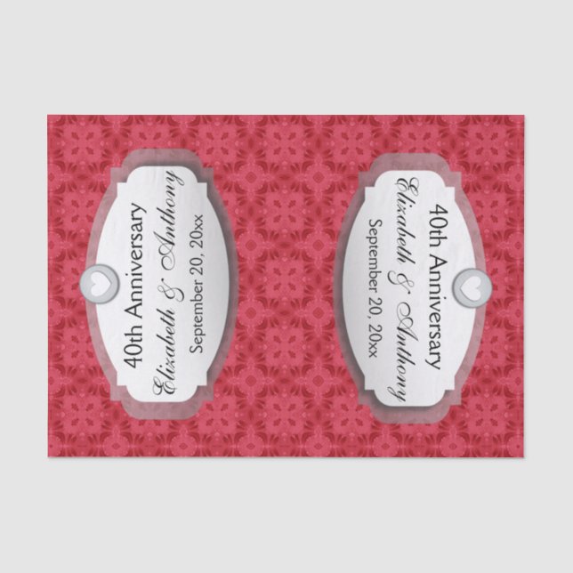 40th Anniversary Wedding Anniversary Ruby Red Z06 Tissue Paper (Front)