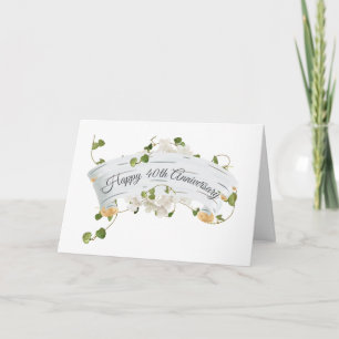 40th Anniversary with Ivy on Birch Scroll Card